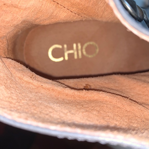 CHIO Studded Block Heels Gray Distressed Leather Ankle Boots Studded Boho 38 - Picture 6 of 8